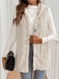 Autumn Winter Women Double Sided Plush Casual Hooded Cardigan Vest