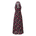 Summer Vacation Casual Strap Halter Black Background Print Maxi Dress