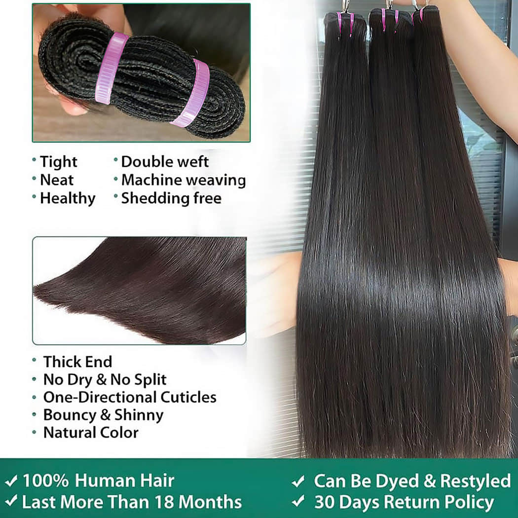 StariaHair 14-30 Inch Straight Vietnam Raw Hair Bundles 