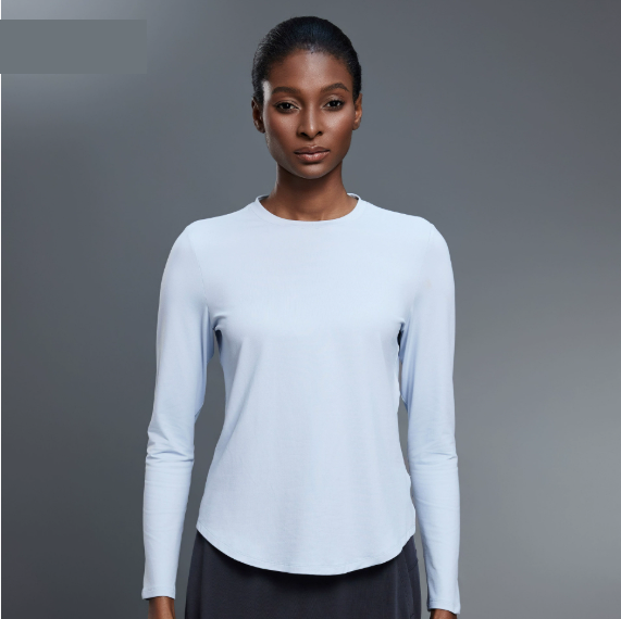 Herbst Rundhals Yoga Kleidung T-Shirt Locker Schlankmachendes Trainings-Oberteil Lässiges All-Match Sport Langarm Damen