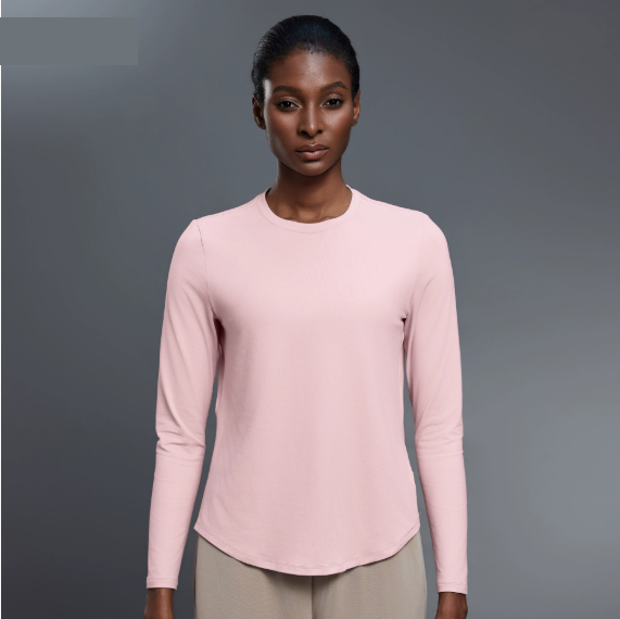 Herbst Rundhals Yoga Kleidung T-Shirt Locker Schlankmachendes Trainings-Oberteil Lässiges All-Match Sport Langarm Damen