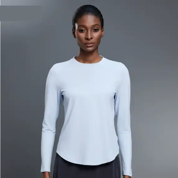 Autumn Crew Neck Yoga Clothes T shirt Loose Slimming Workout Top Casual All Match Sports Long Sleeve Women by Wanita Store