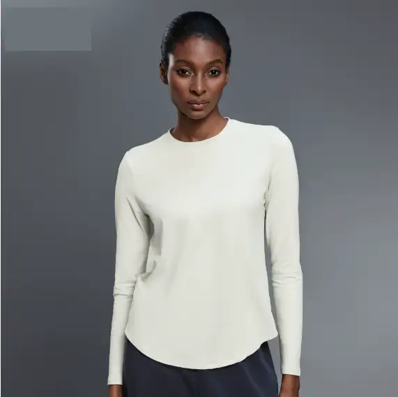 Autumn Crew Neck Yoga Clothes T shirt Loose Slimming Workout Top Casual All Match Sports Long Sleeve Women by Wanita Store