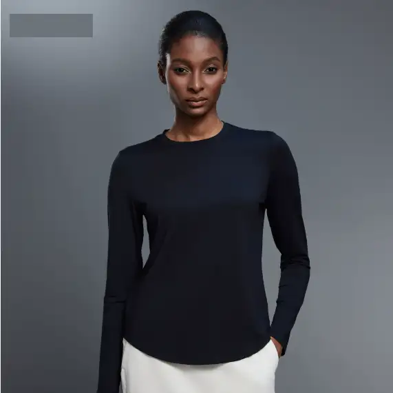 Autumn Crew Neck Yoga Clothes T shirt Loose Slimming Workout Top Casual All Match Sports Long Sleeve Women by Wanita Store