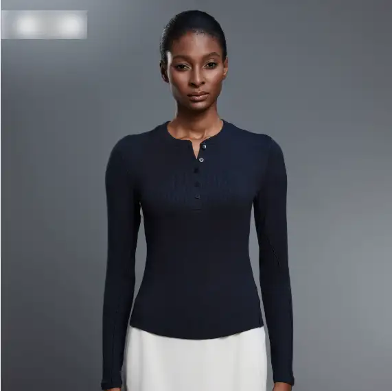 Autumn Casual All Match Henley Shirt Modal Skin Friendly Sports Top Fitness Yoga Long Sleeve T shirt Women by Wanita Store