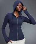 Yoga Jacket Women Slim Fit Slimming Hooded Cardigan Coat Running Sports Fitness Long Sleeved Upper Garment