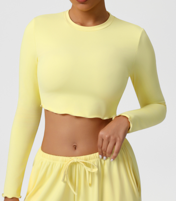Yoga Kleidung Oberteil Hautfreundlich Nude Feel Atmungsaktive Trainingskleidung Kurzes T-Shirt Slim Schlankmachendes Sport Longsleeve