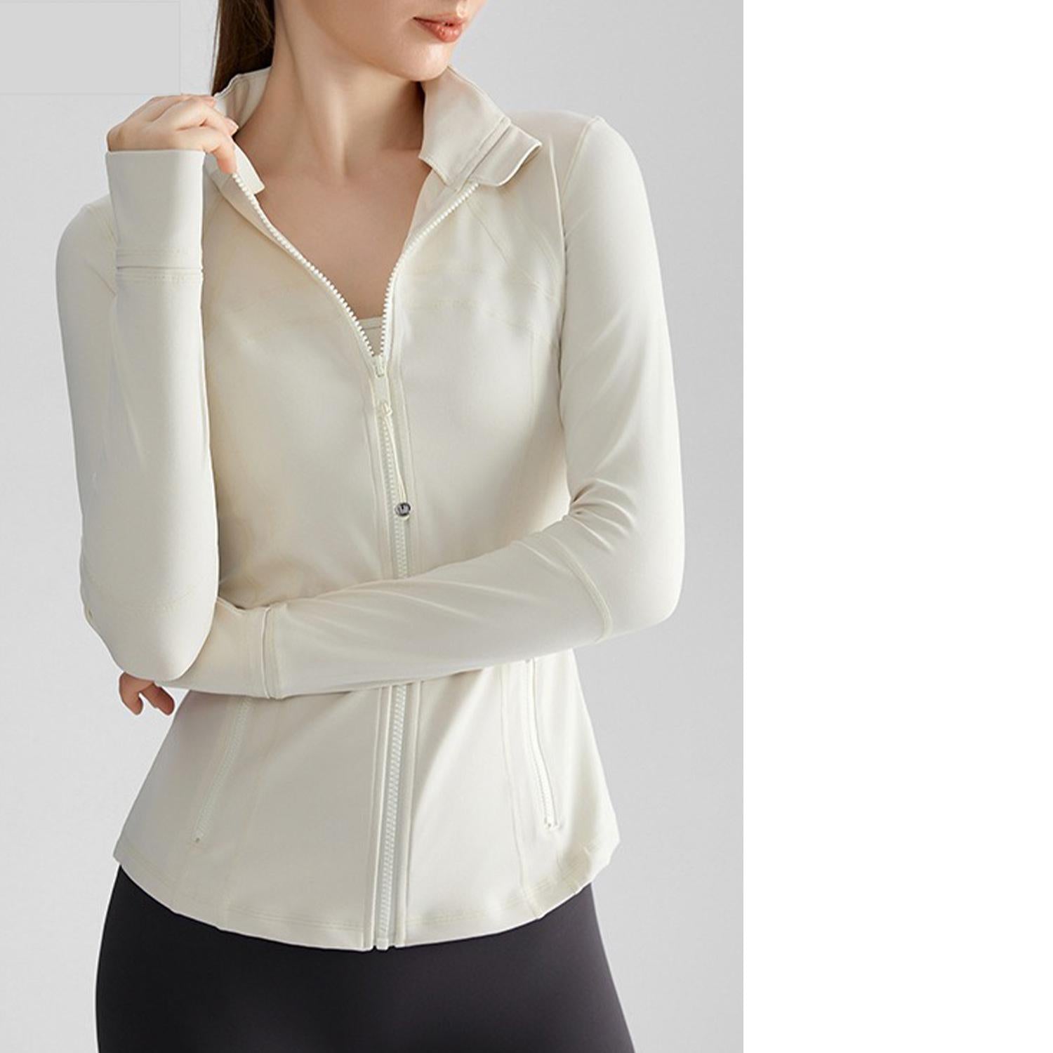 Sports Coat for Women Autumn Winter Zipped Stand Collar Slim Fit Sports Outdoor Long Sleeve Yoga Sports Women Coat Autumn