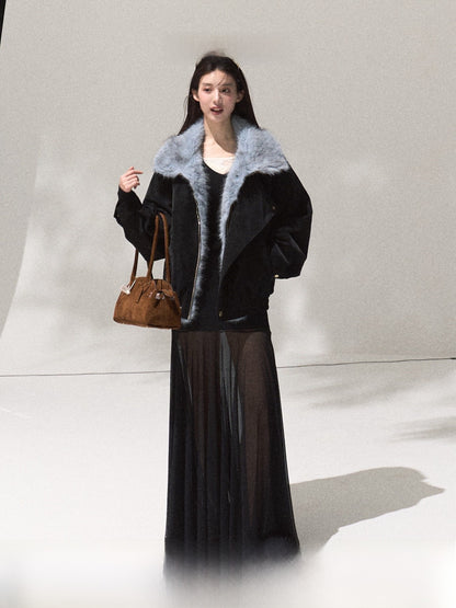 Womens Faux Fur Collar Winter Coat