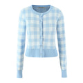 French Girlish Milk Fufu Fresh Plaid Short Knitted Cardigan Sweater Coat