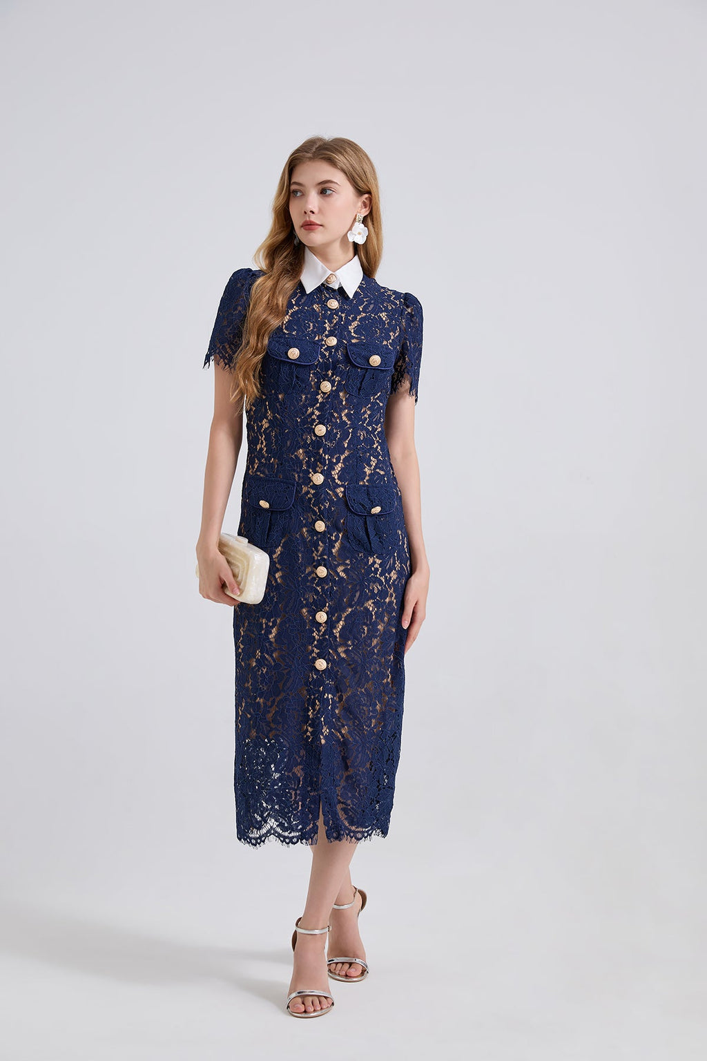 Damen Spitzen-Taschen Sommer-Sexy-Kleid