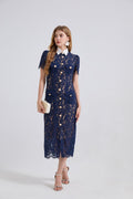 Damen Spitzen-Taschen Sommer-Sexy-Kleid