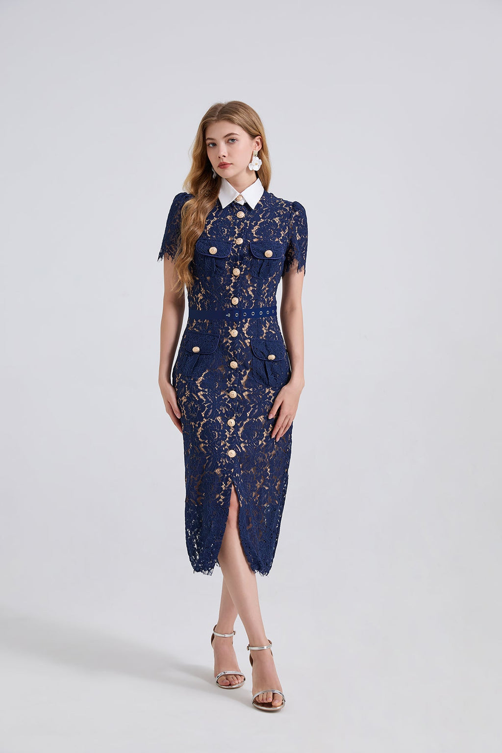 Damen Spitzen-Taschen Sommer-Sexy-Kleid