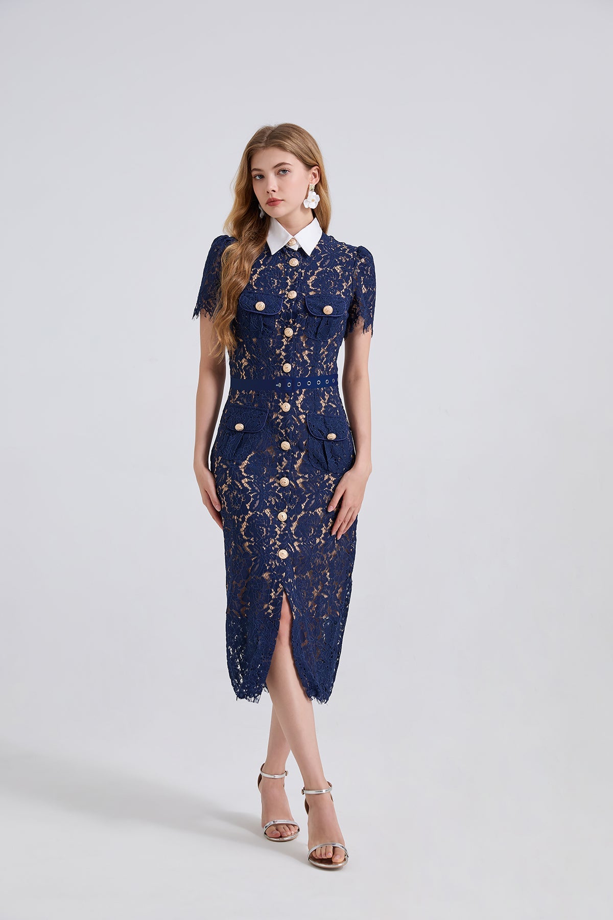 Damen Spitzen-Taschen Sommer-Sexy-Kleid