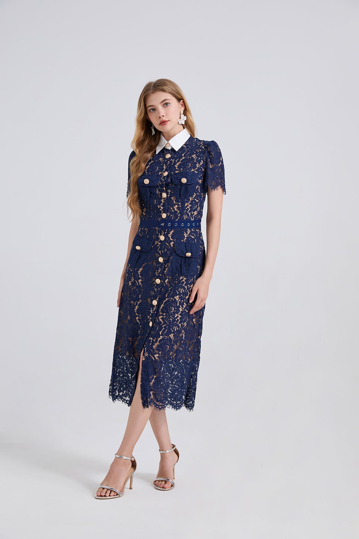 Damen Spitzen-Taschen Sommer-Sexy-Kleid