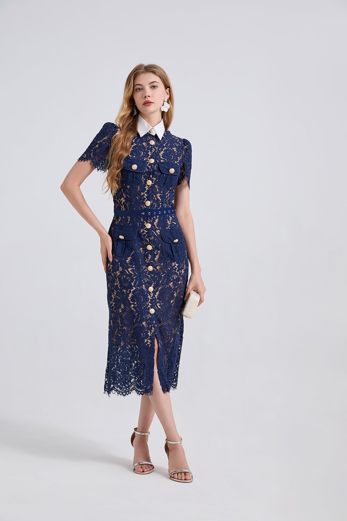 Damen Spitzen-Taschen Sommer-Sexy-Kleid