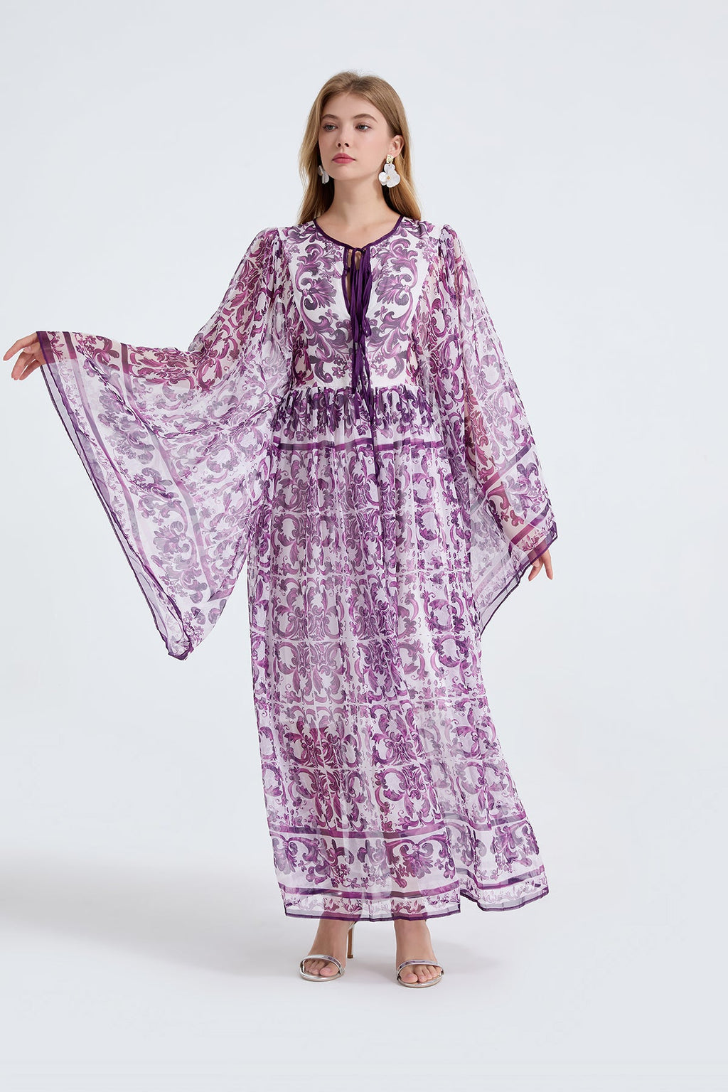 Damen Frühling Herbst Locker A-Linien Langarmkleid