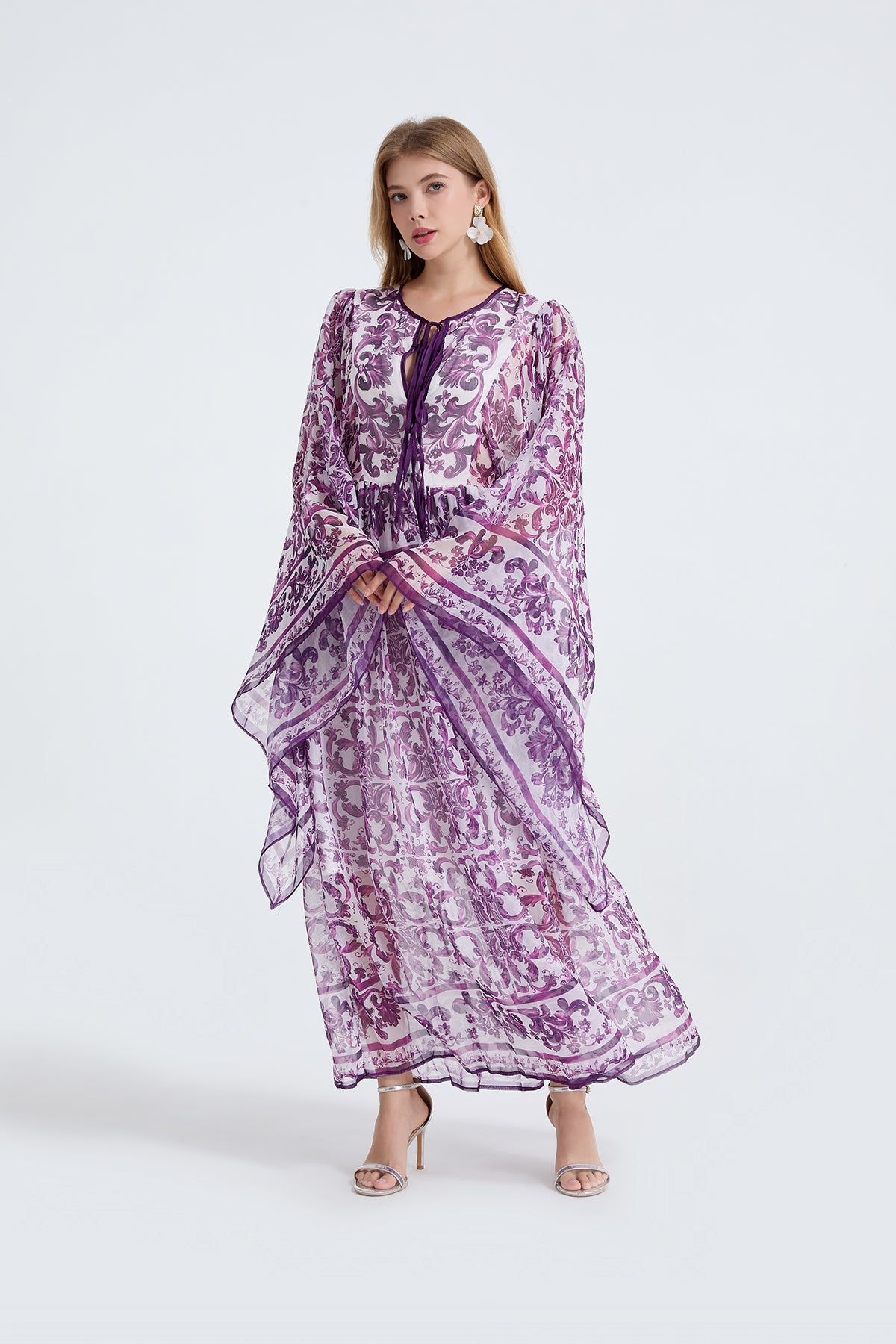 Damen Frühling Herbst Locker A-Linien Langarmkleid