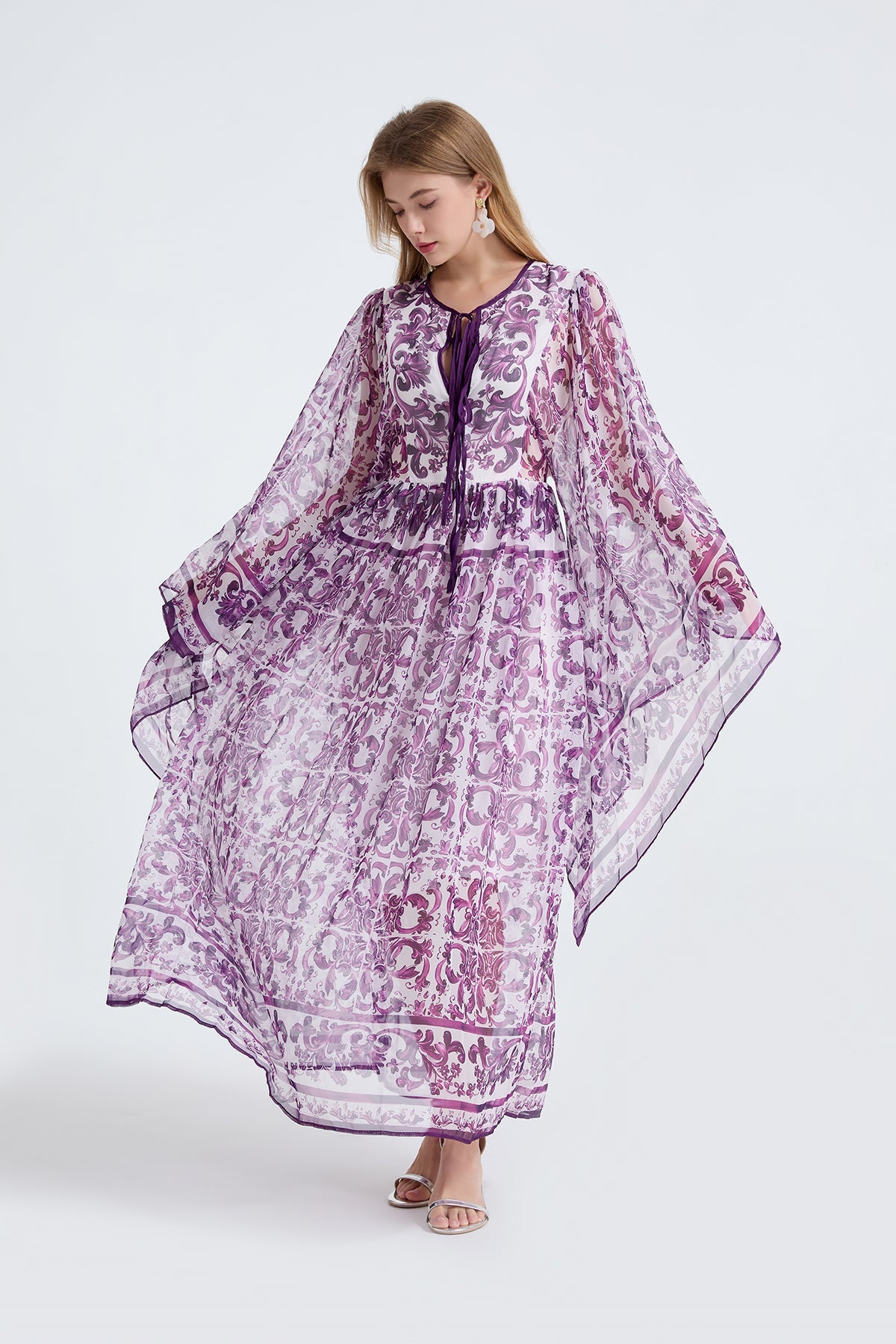 Damen Frühling Herbst Locker A-Linien Langarmkleid