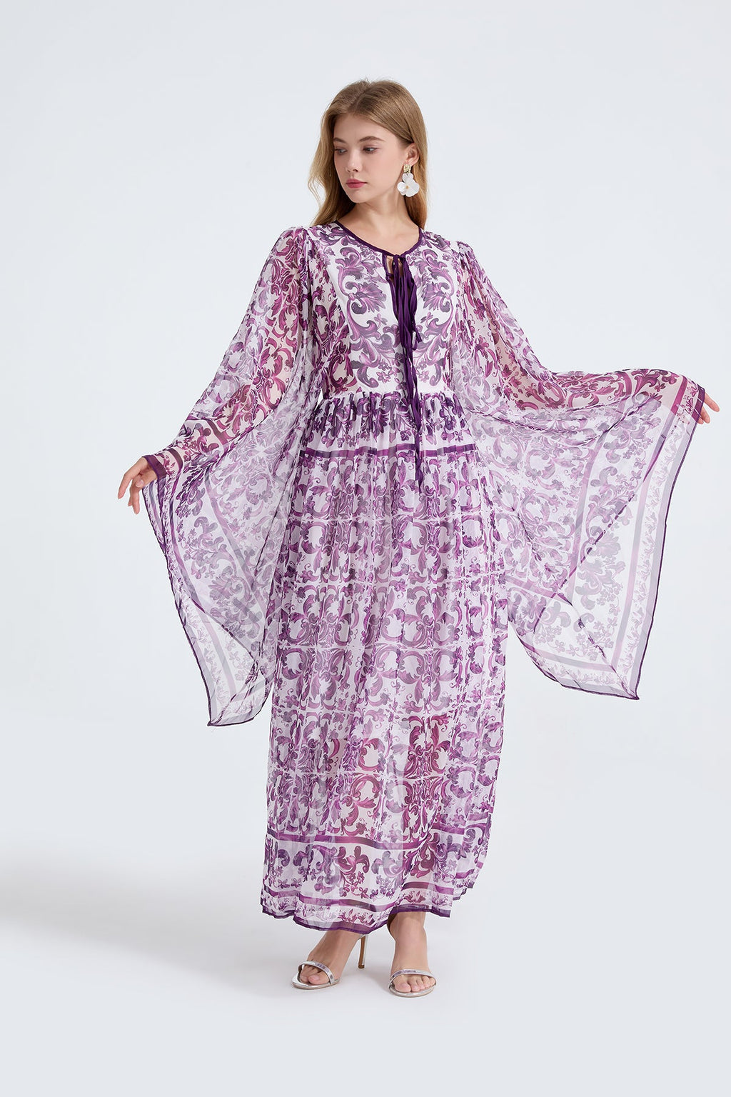 Damen Frühling Herbst Locker A-Linien Langarmkleid