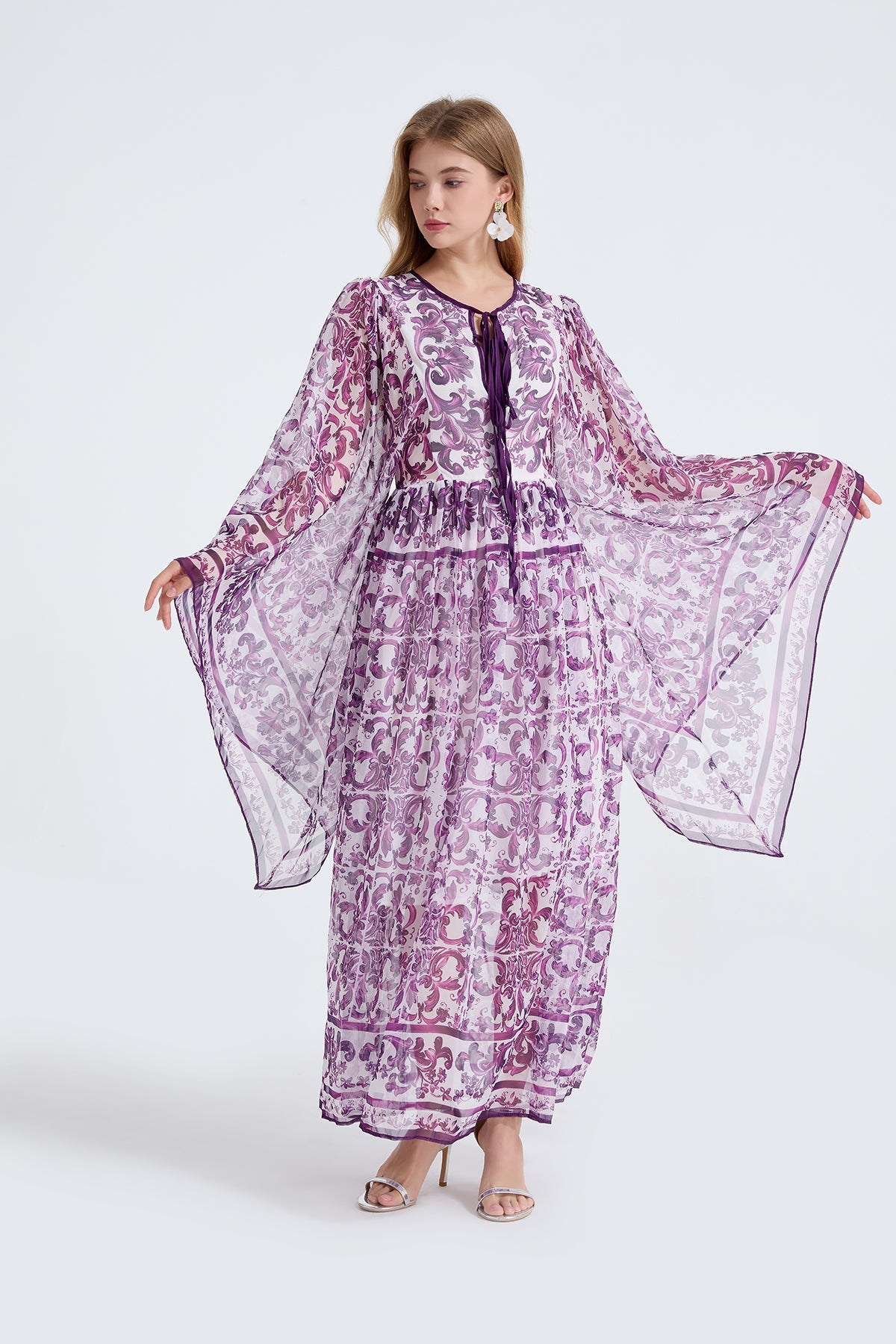 Damen Frühling Herbst Locker A-Linien Langarmkleid