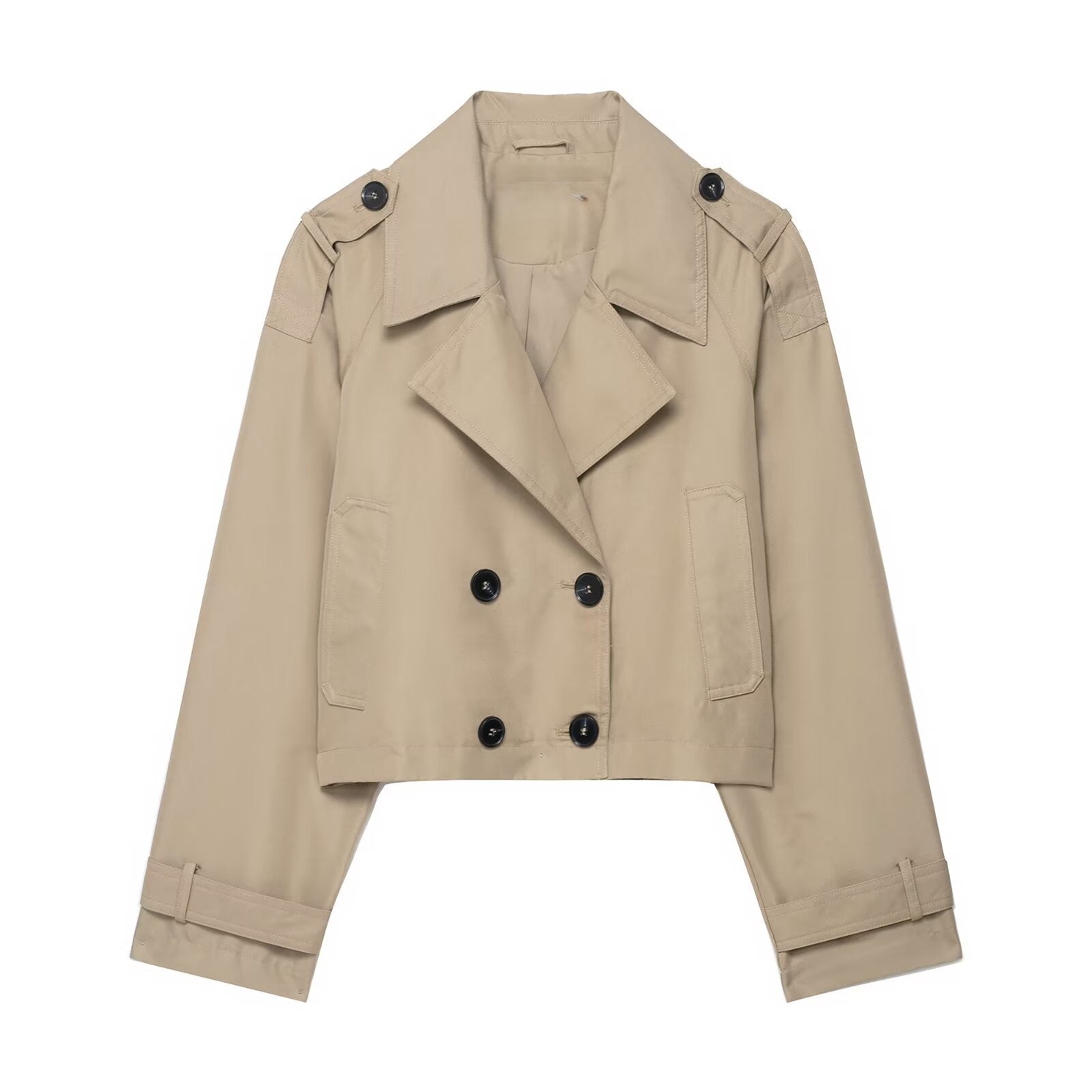 Women Clothing Top Product Casual Double Breasted Short Trench Coat