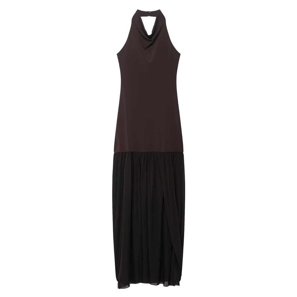 Herbst Damenbekleidung Sexy Sexy Neckholderkleid mit Nähten