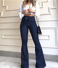 High Waist Hüftlift Schnür-Schlaghose Weite Hose Jeans Damen