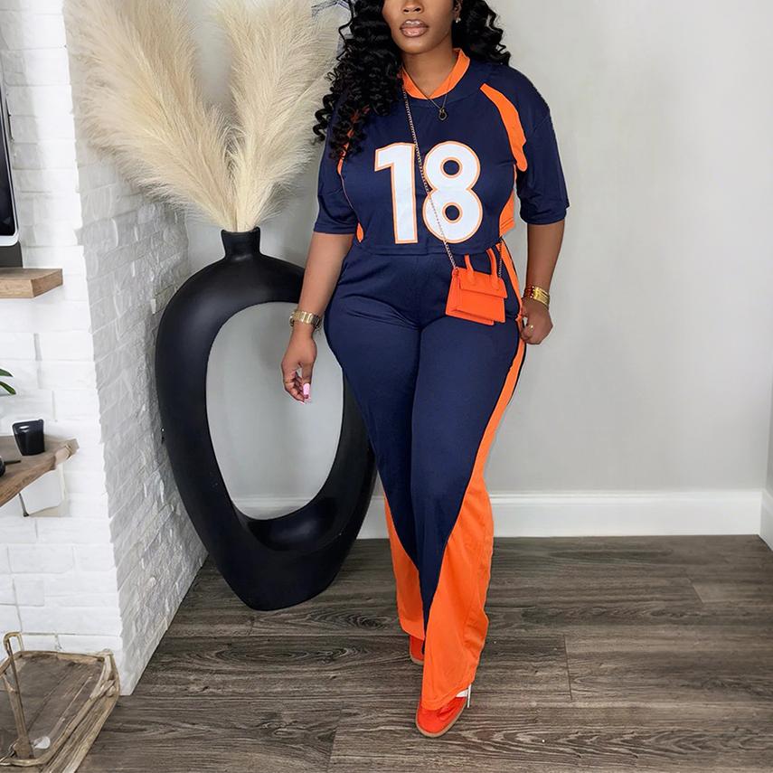 Damen Halbarm-Top mit schmal geschnittener Hose, lässiges zweiteiliges Set