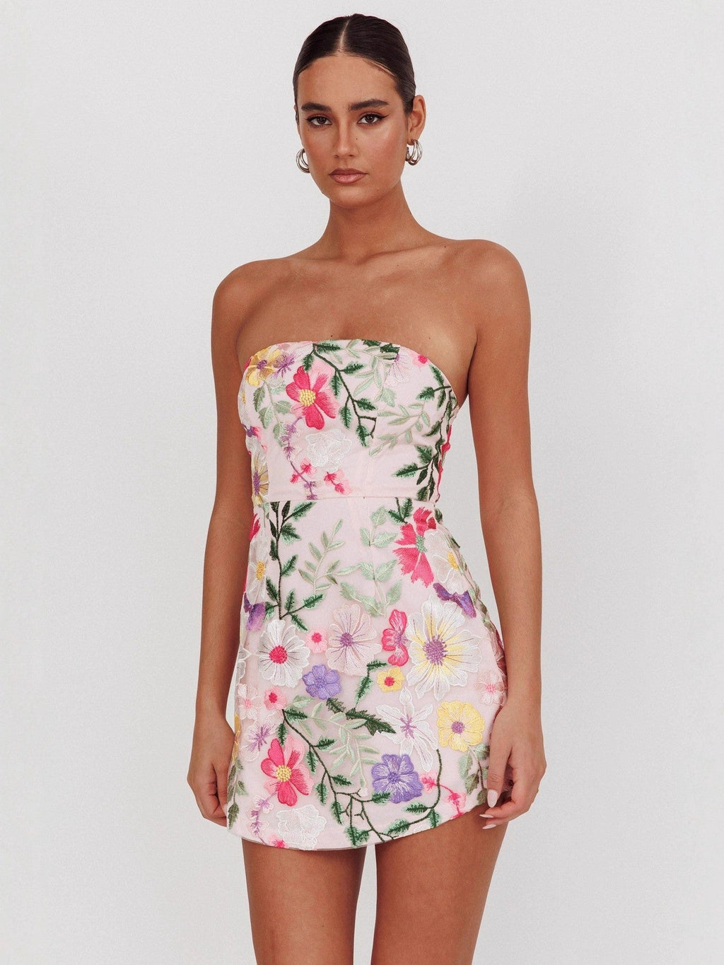 Damen Slim Fit Bandeau Sling Kurzes Nischen-Blumenkleid