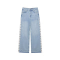 Damenbekleidung Frühling Herbst Häkelnaht Hohe Taille Weite Jeans