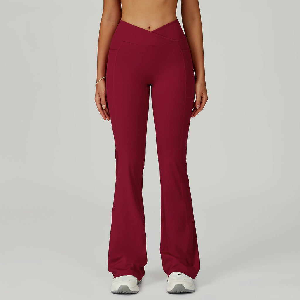 High Waist Nude Feel Bell Bottom Hose Damen Cross Waist Wide Leg Bootcut Hose Outdoor Casual Sports Bell Bottom Hose