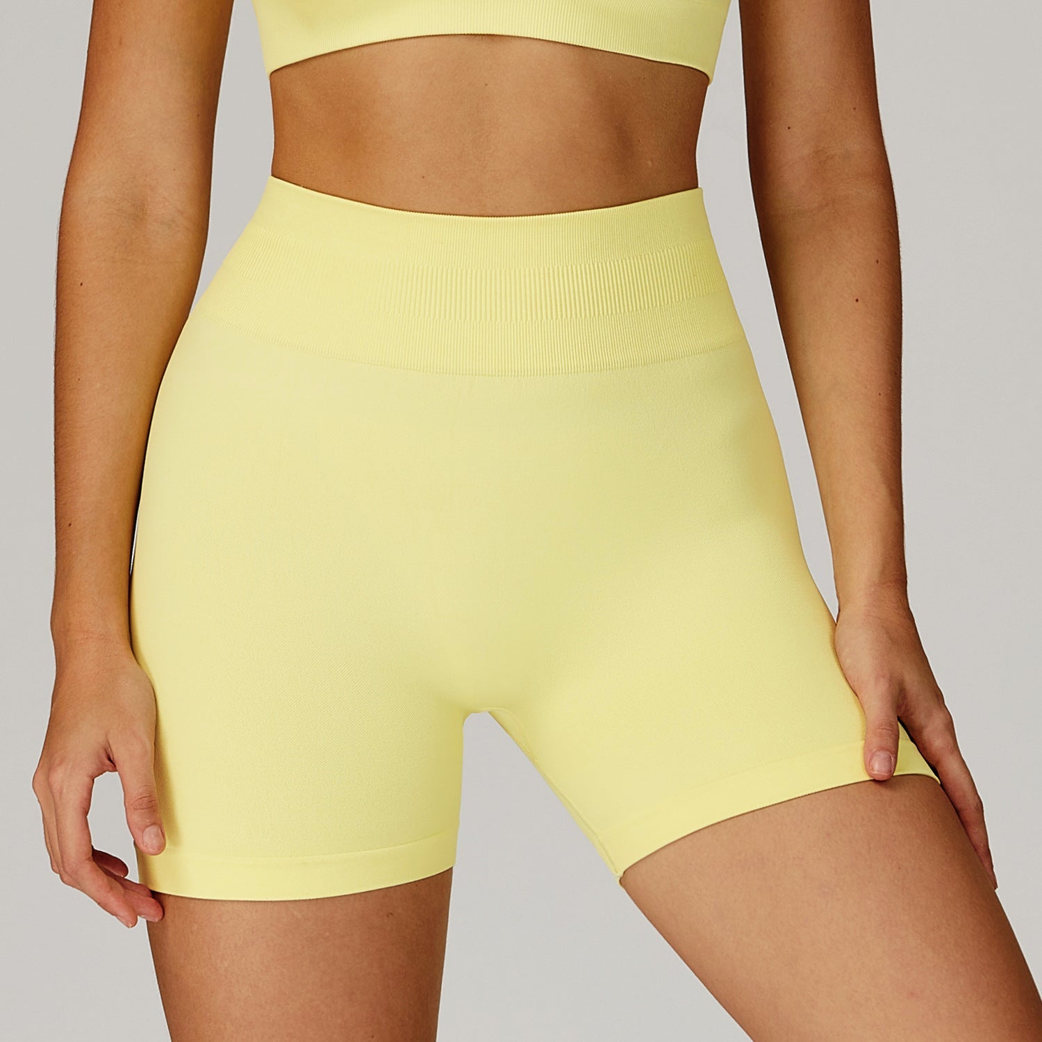 Nahtlose Yoga Shorts Damen Sommer Hohe Taille Skinny Hüftstraffung Outdoor Sport Laufen Fitness