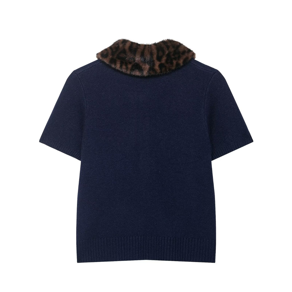 Strickjacke mit Animalprint-Ausschnitt für Damen