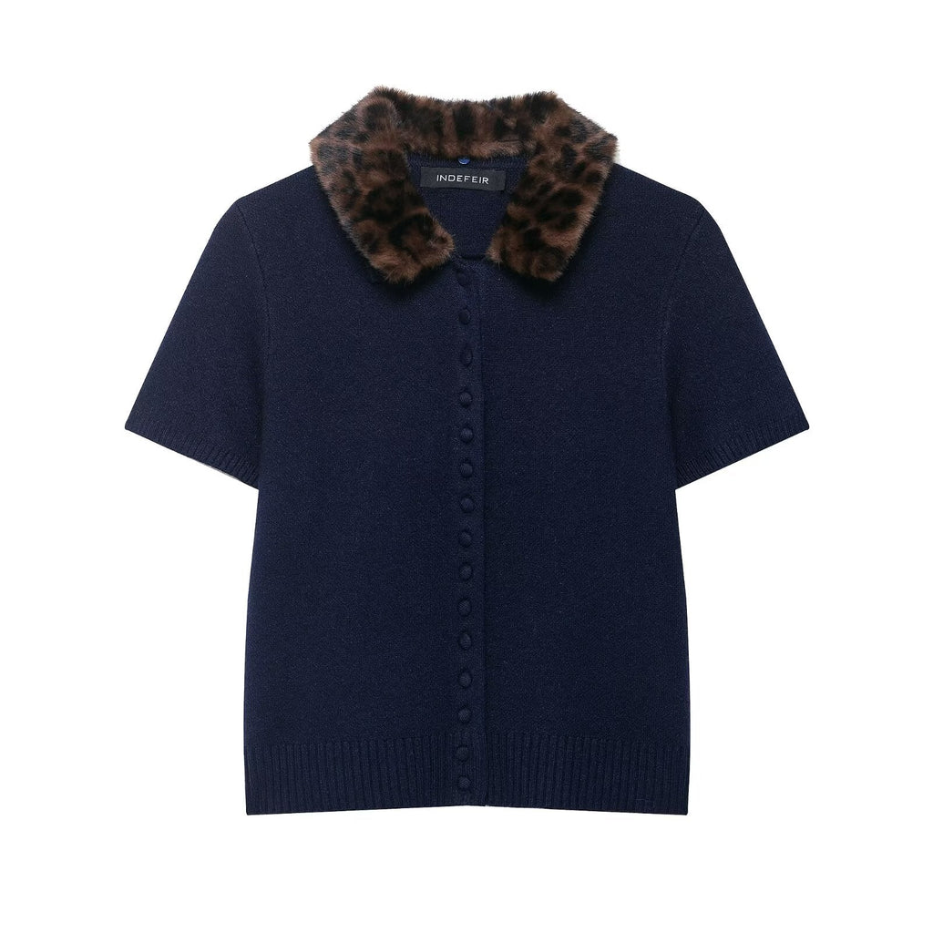 Strickjacke mit Animalprint-Ausschnitt für Damen