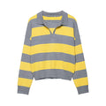 Herbst Damenbekleidung Gestreifter Pullover mit Polokragen