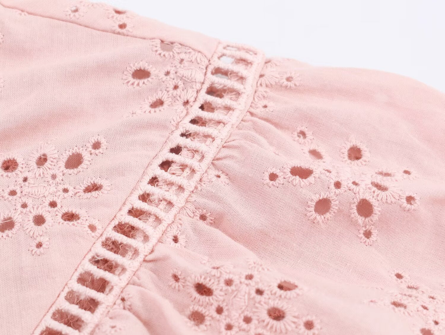 Women Clothing Casual Hollow Out Cutout Embroidered Shirt
