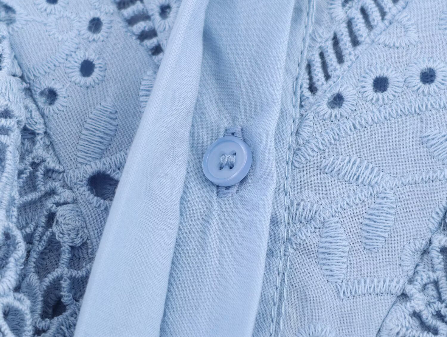 Women Clothing Autumn Hollowed out Embroidered Shirt