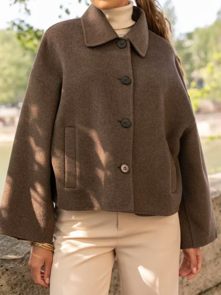 Herbst Damenbekleidung Design Freizeit All-Match Wollkurzmantel
