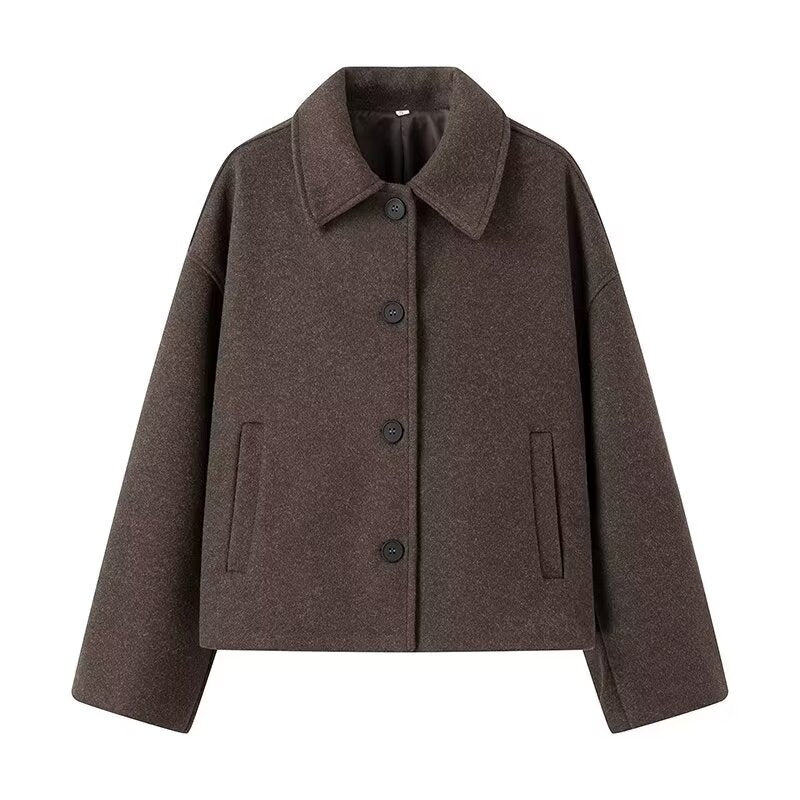 Herbst Damenbekleidung Design Freizeit All-Match Wollkurzmantel