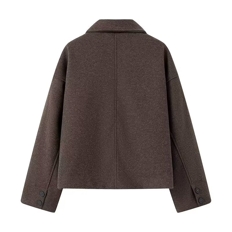 Herbst Damenbekleidung Design Freizeit All-Match Wollkurzmantel