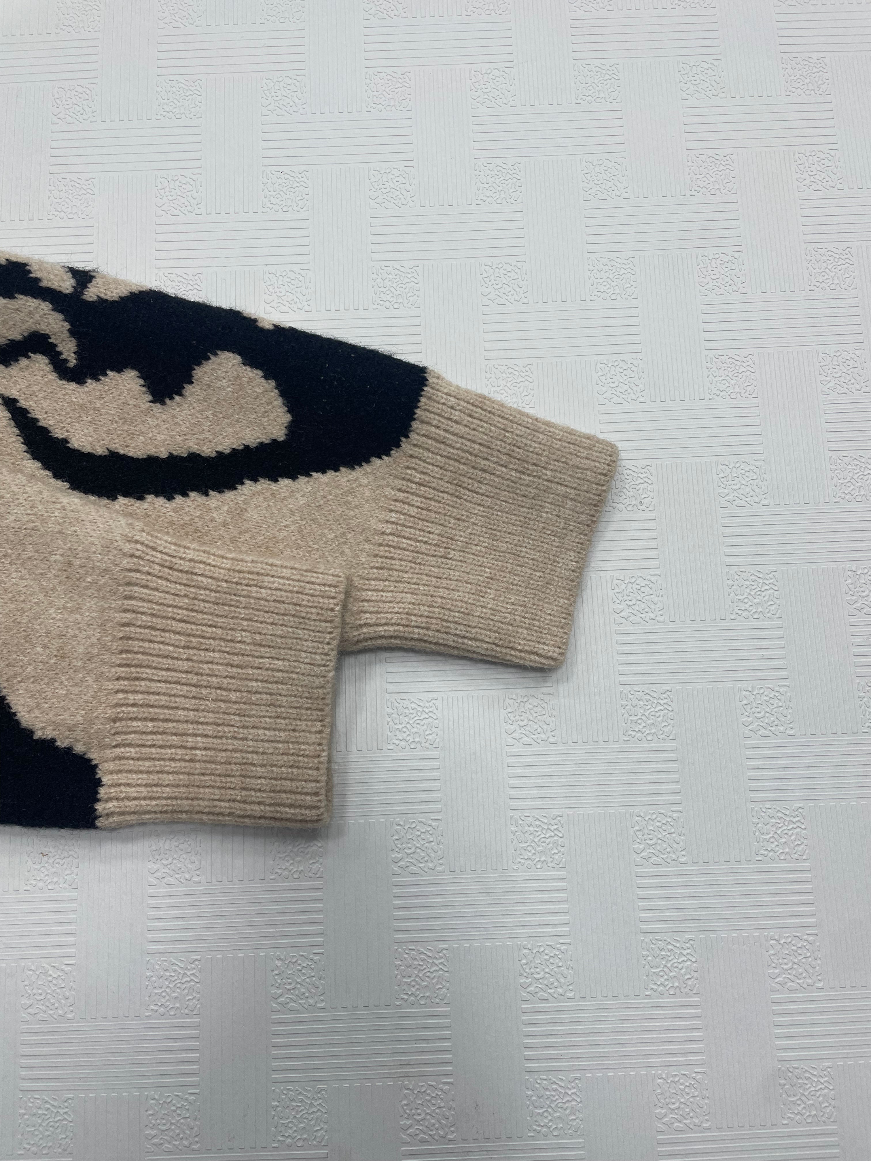Damen hochelastischer, lockerer Langarm-Pullover mit Schriftzug und Strickmuster
