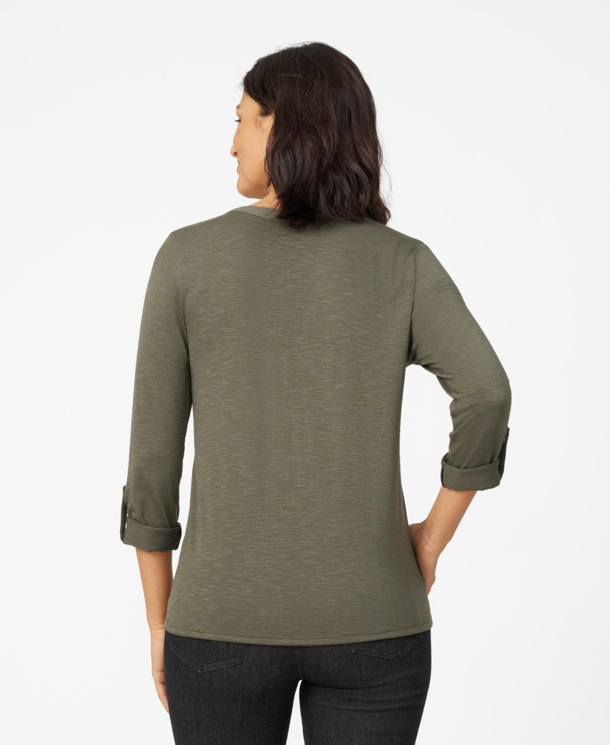 Cable and Gauge Womens Pintuck Pleat Henley Top - Dry Oregano, Small