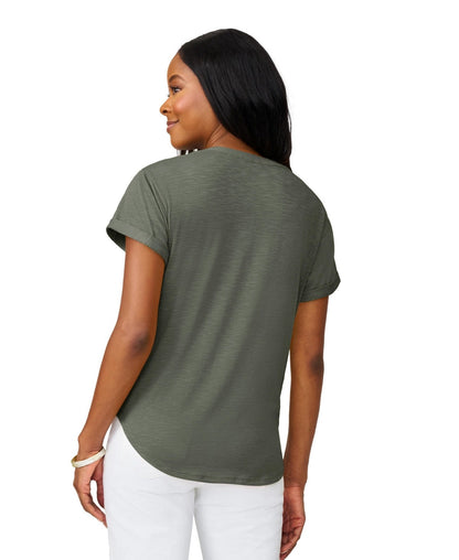 Cable and Gauge Womens Shirred Detail Short Sleeve Top, Medium