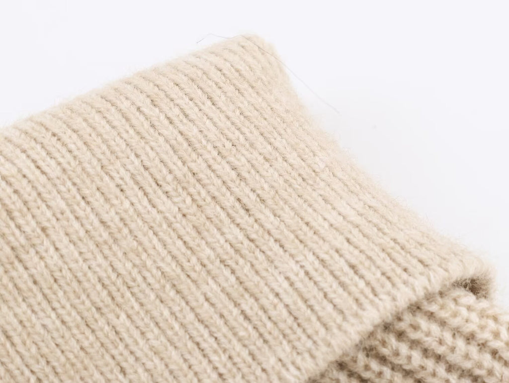 Unregelmäßiger asymmetrischer Rollkragenpullover Damen Winter Flauschiger Naht-Strickpullover Lockeres Oberteil