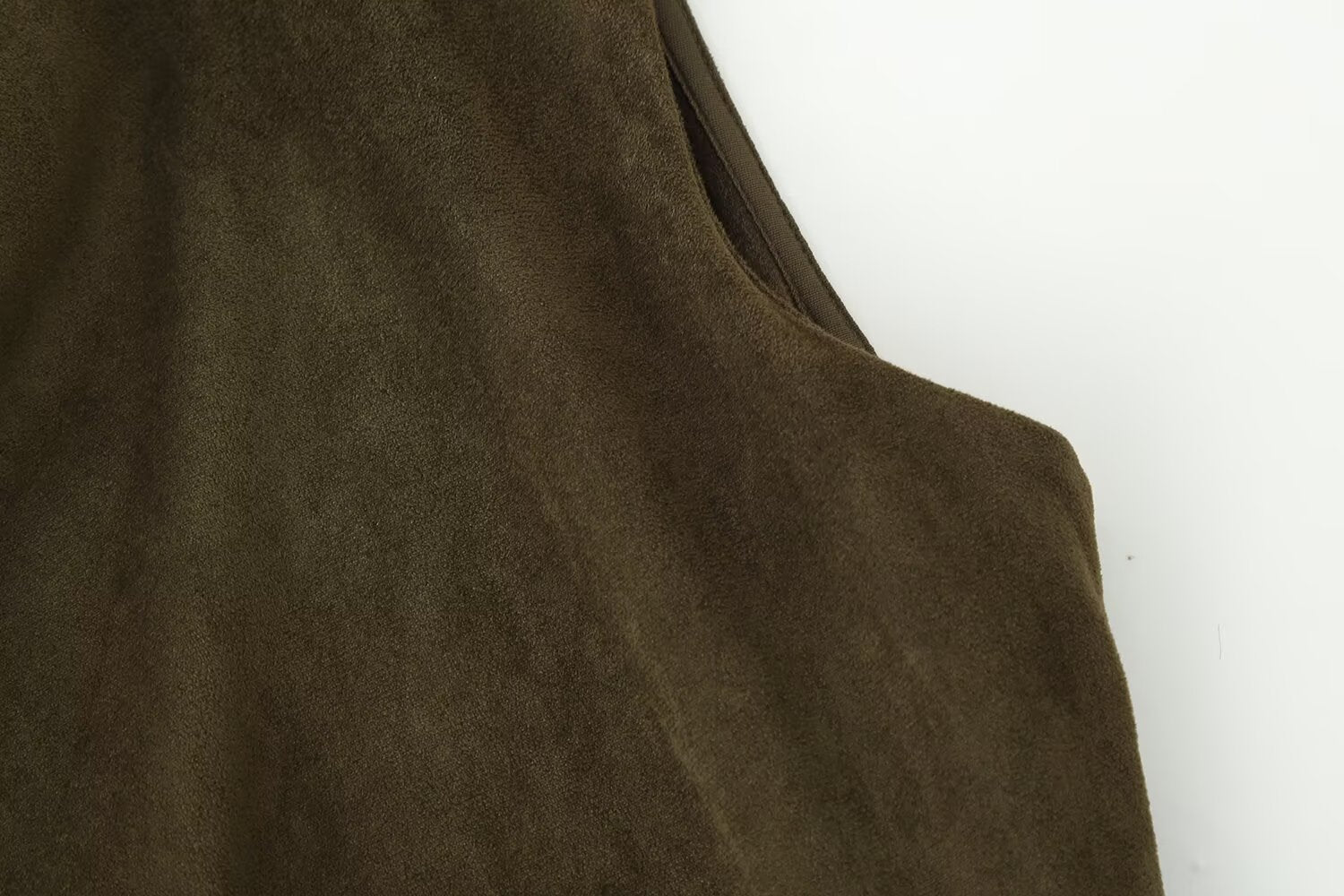 Frühherbst Damenbekleidung Französisches Wildleder Midilang Irreguläres Asymmetrisches Kleid