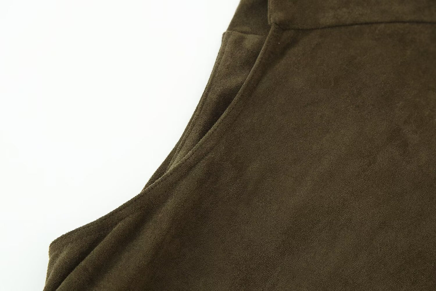 Frühherbst Damenbekleidung Französisches Wildleder Midilang Irreguläres Asymmetrisches Kleid