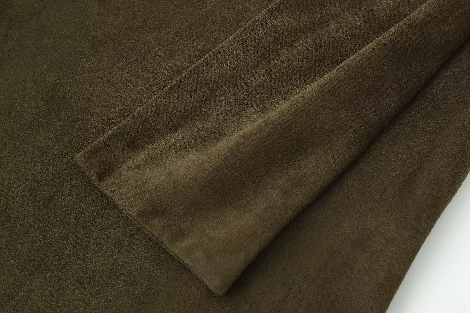 Frühherbst Damenbekleidung Französisches Wildleder Midilang Irreguläres Asymmetrisches Kleid