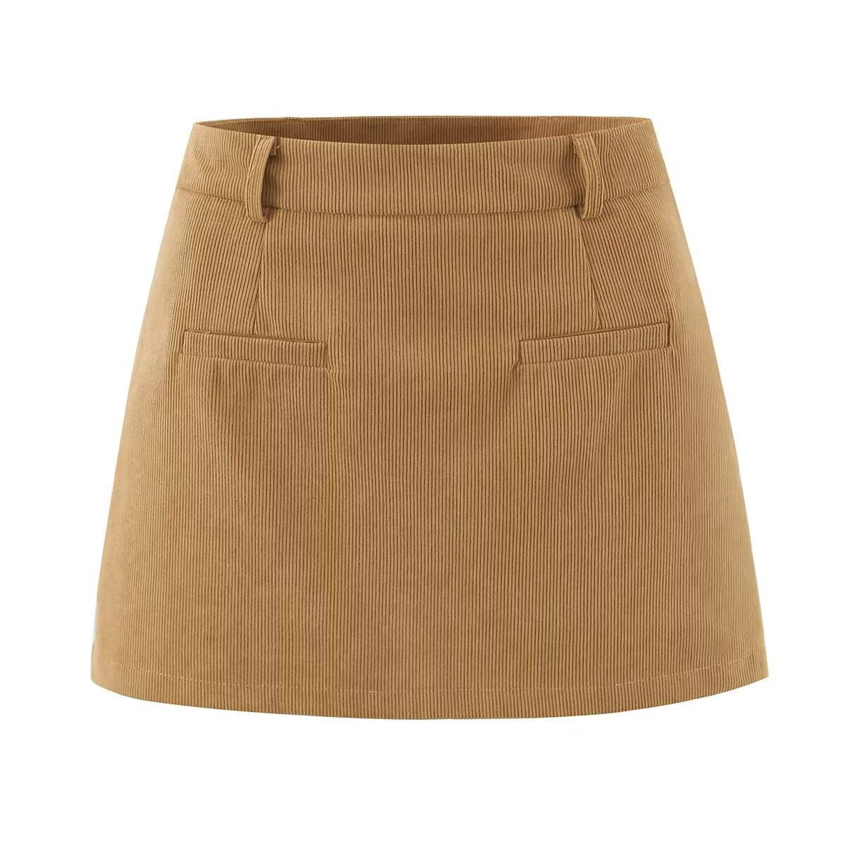 Herbst Retro Cord Sexy Hohe Taille Hüfte mit Sicherheitshose Rock