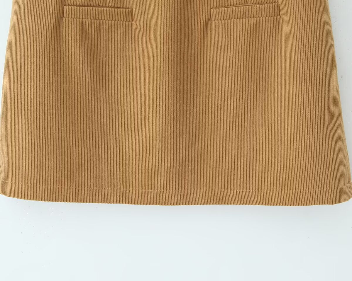 Herbst Retro Cord Sexy Hohe Taille Hüfte mit Sicherheitshose Rock